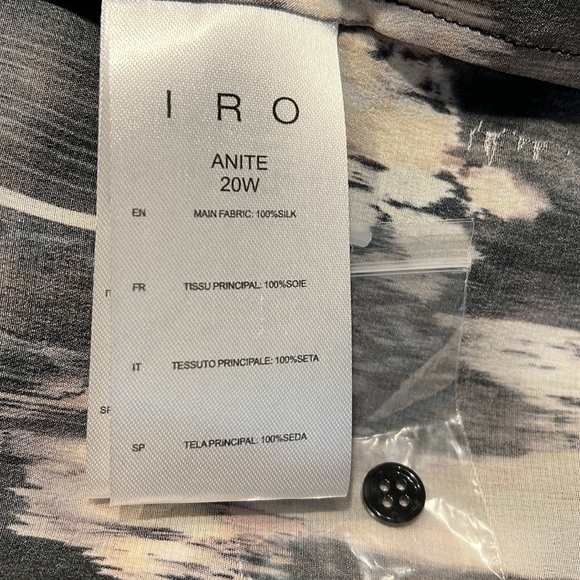 NWT IRO Anite Black & Grey Print 100% Silk Blouse Sz-M/38 - Picture 9 of 10